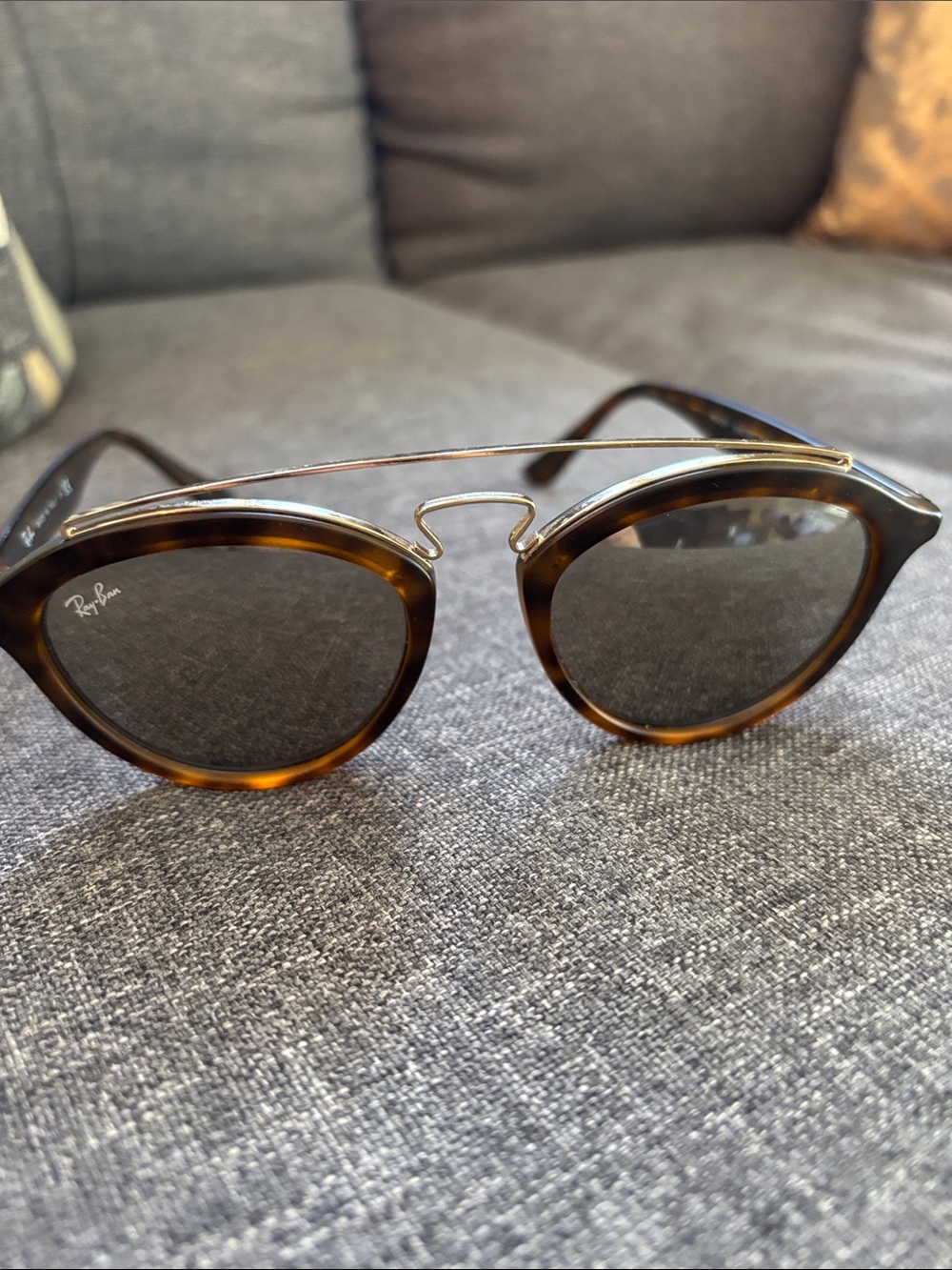 Ray-Ban Gatsby Tortoise Frame Sunglasses with mirror lens
